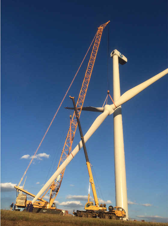 三峽新能源克旗駱駝臺子風電場300MW風電場風機吊裝工程